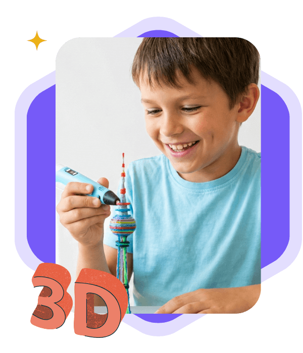 Kind baut mit dem 3D-Druck-Stift eine Figur